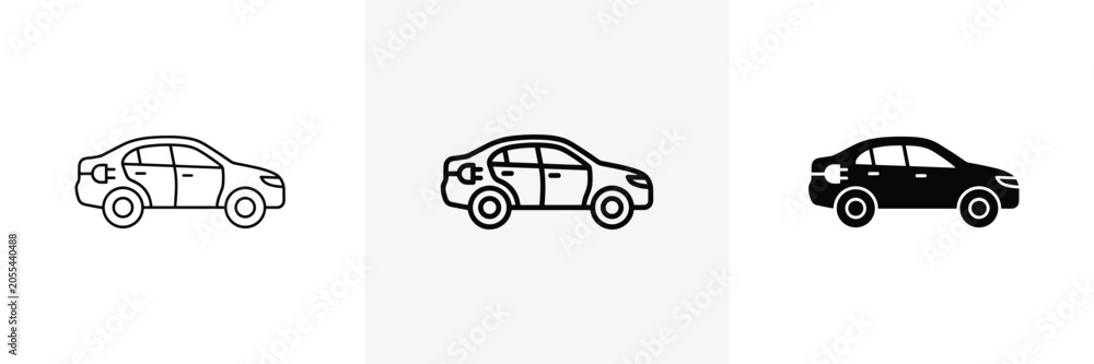 Obraz premium Sedan Car Icons Set in Flat Design Style