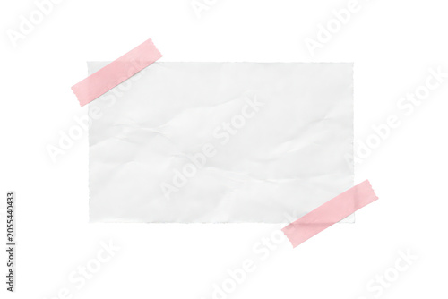 Blank Note Paper with Red Ribbon and Empty Message Space on White Background