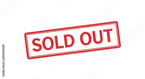 A bold red stamp with the words 'sold out' printed in all caps, conveying a sense of high demand or unavailability for a product or event without any additional context or design elements