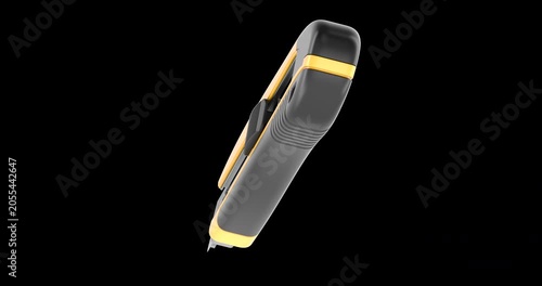 Utility knife with retractable blade rotation animation seamlessly loopable. 3D rendering isolated on transparent background