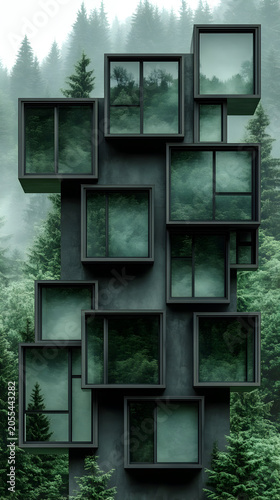 Modern sustainable forest tower architecture design.