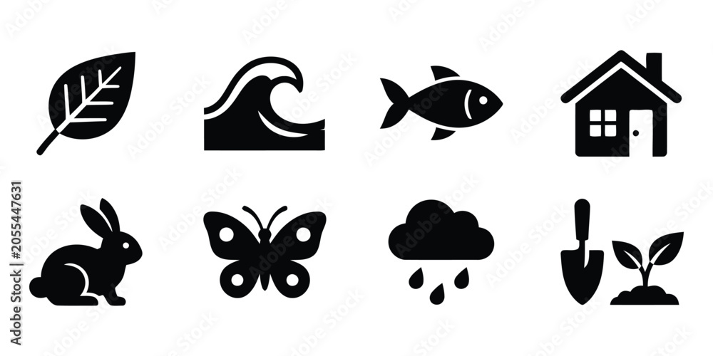 Obraz premium Eco friendly icons for sustainable living and gardening