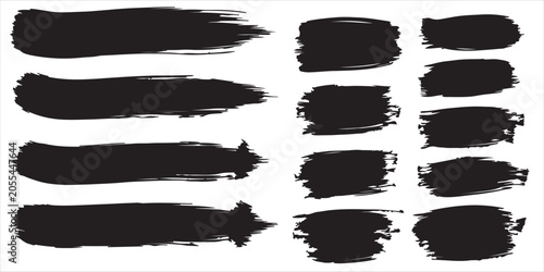 Black brush stroke collection arrows and rectangular shapes for design