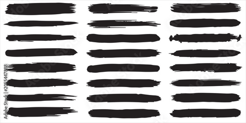 Photos Brush stroke collection diverse black paint swashes and textures on white