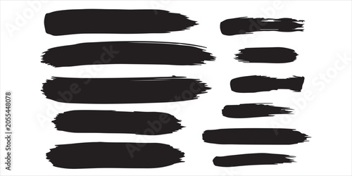 Black brush stroke collection artistic textures and graphic design elements