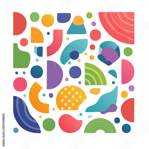 Flat geometric pattern with hexagons and circles