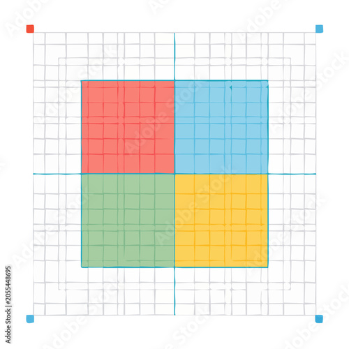Geometric color block pattern grid