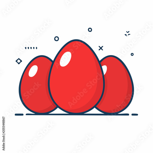Three Red Eggs Illustration