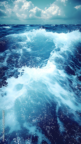 Ocean wave water blue aquatic motion.