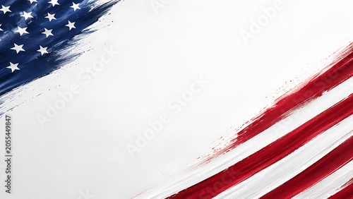 Abstract American Flag Patriotic Brush Stroke Background with Copyspace for National Holidays