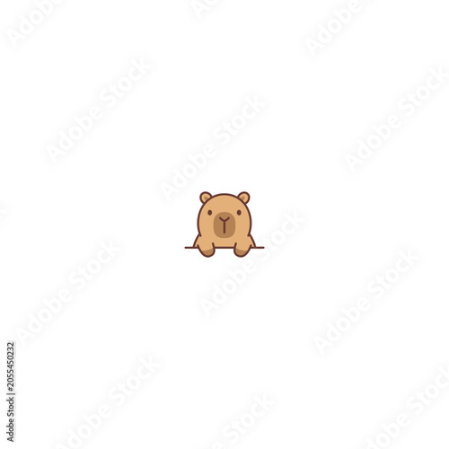 Cute kawaii capybara cartoon, vector illustration