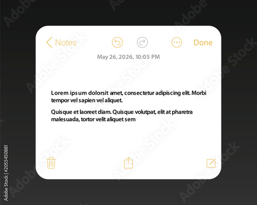 Fotografie Notes user interface template