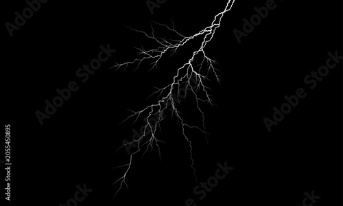 Cuadro en lienzo Lightning bolt with multiple branches on a dark blue background vector