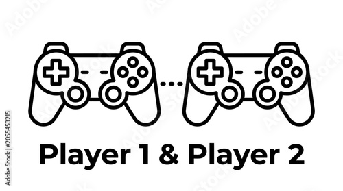 Canvas-taulu Two gaming controllers representing player one and player two multiplayer gaming icon