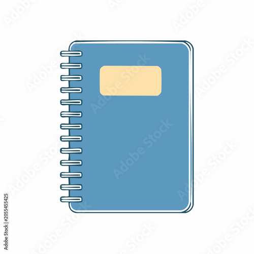Blue Spiral Notebook with Yellow Label