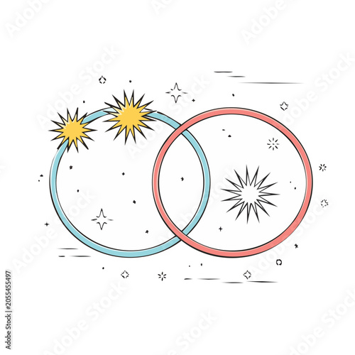 Cartoon intertwined rings vector illustration