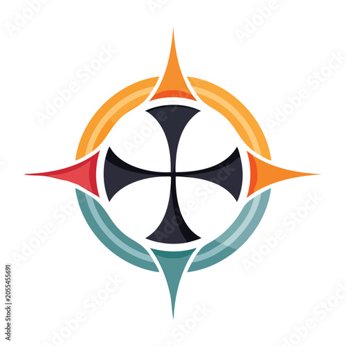 Flat design compass icon vector