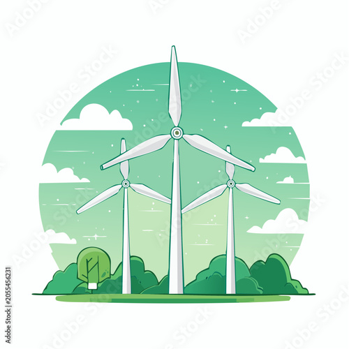 Wind Turbines in a Green Landscape