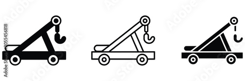 Foto Tow truck icons in black and white for vehicle recovery and transportation servi