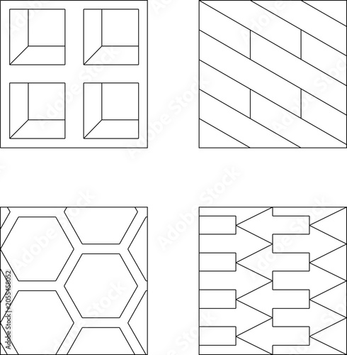 Valokuva High fidelity seamless vector patterns showing stylized pixel art linear star ti