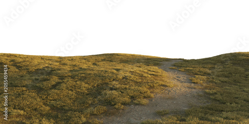 Foto Grass hill terrain with worn footpath isolated on transparent background