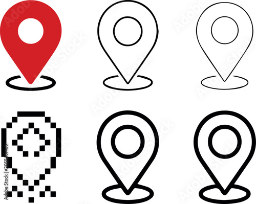 pin symbol collection map marker outline bold thin pixel glyph vectors