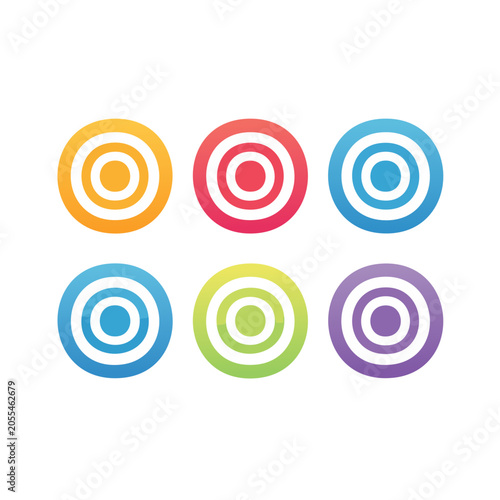 Set of colorful target icons on white background