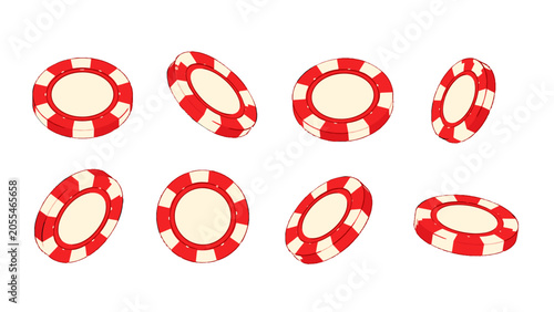 Fotografía Set of red and white casino chips in different angles