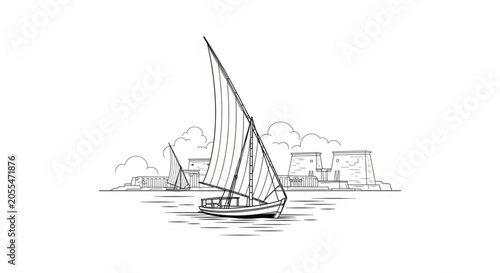 фотографія Sailing boat on the water surface.