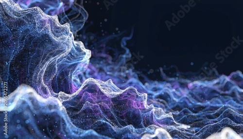 Futuristic abstract glowing data waves representing big data technology networks in a virtual environment