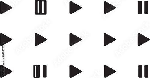 Fotografía Black geometric arrow symbols arranged in a grid pattern.