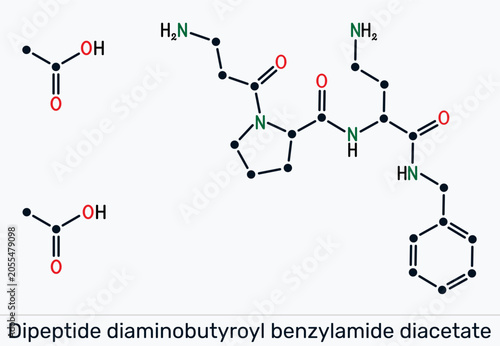 Photos Dipeptide diaminobutyroyl benzylamide diacetate molecule, anti-wrinkle neuropept