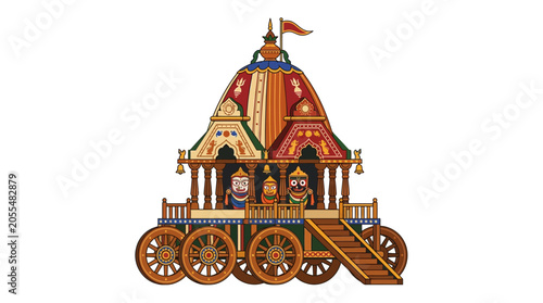 Foto Traditional Indian Chariot with Colorful Design.