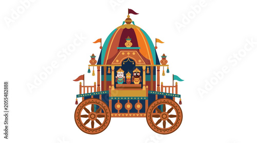 Colorful Traditional Indian Cart Illustration.