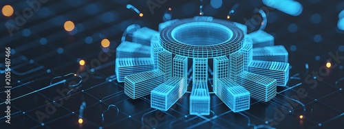 Futuristic Gear Mechanism on Circuit Board