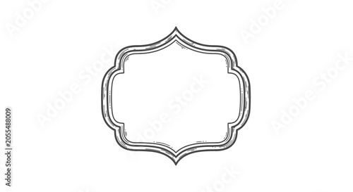 Textured vintage label frame with scalloped edges