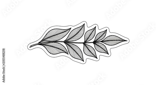 фотографія Minimalist botanical leaf branch with fine line detailing