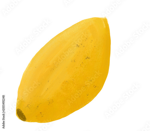 Gouache Collage Lemon,  Citrus Isolated on Transparent Background