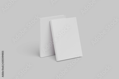 Fotografía Blank Hardcover Book Mockup Stack on Gray Background