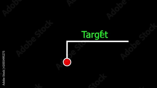Text target icon and black background 4k motion video animation.