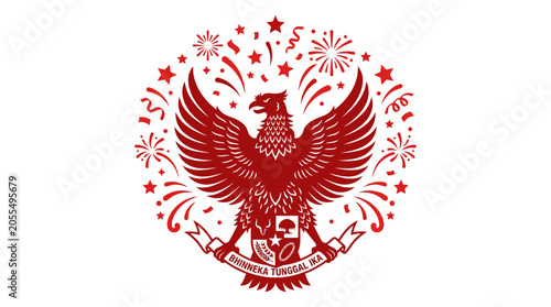 Bild auf Leinwand Red Indonesian eagle Garuda Pancasila national emblem illustration