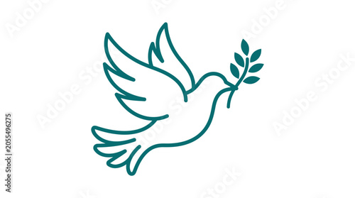 Canvas Print White dove carrying an olive branch for peace.