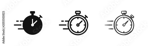 Stopwatch Fast Time Icon Set, Speed and Urgency Measurement Vector