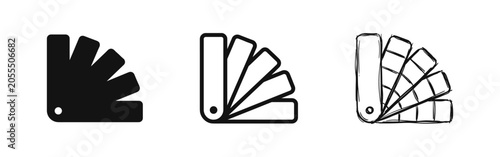 Foto Color palette swatch icons in silhouette, outline and sketch styles, professiona