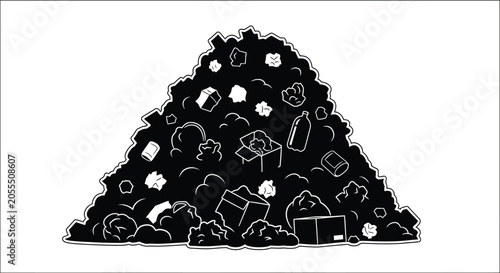 Photos Pile of mixed waste and discarded objects black silhouette trash