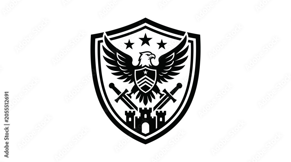 Obraz premium Shield with eagle and castle logo.