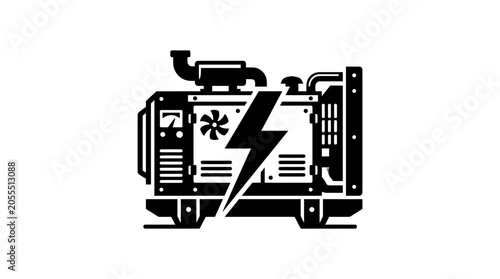 Tableau sur toile Industrial diesel generator machine icon.