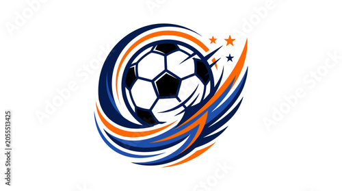 Εκτύπωση καμβά Soccer ball with swirling motion lines.