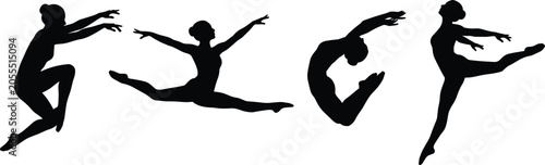 Foto Gymnastics and ballet dancer silhouette icon set featuring graceful female balle