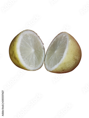 Fresh Cut Lemon Halves Isolated on Transparent Background for Design